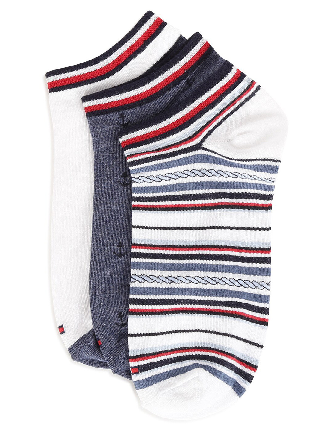 

Tommy Hilfiger Men Pack Of 3 Patterned Ankle-Length Socks, Grey