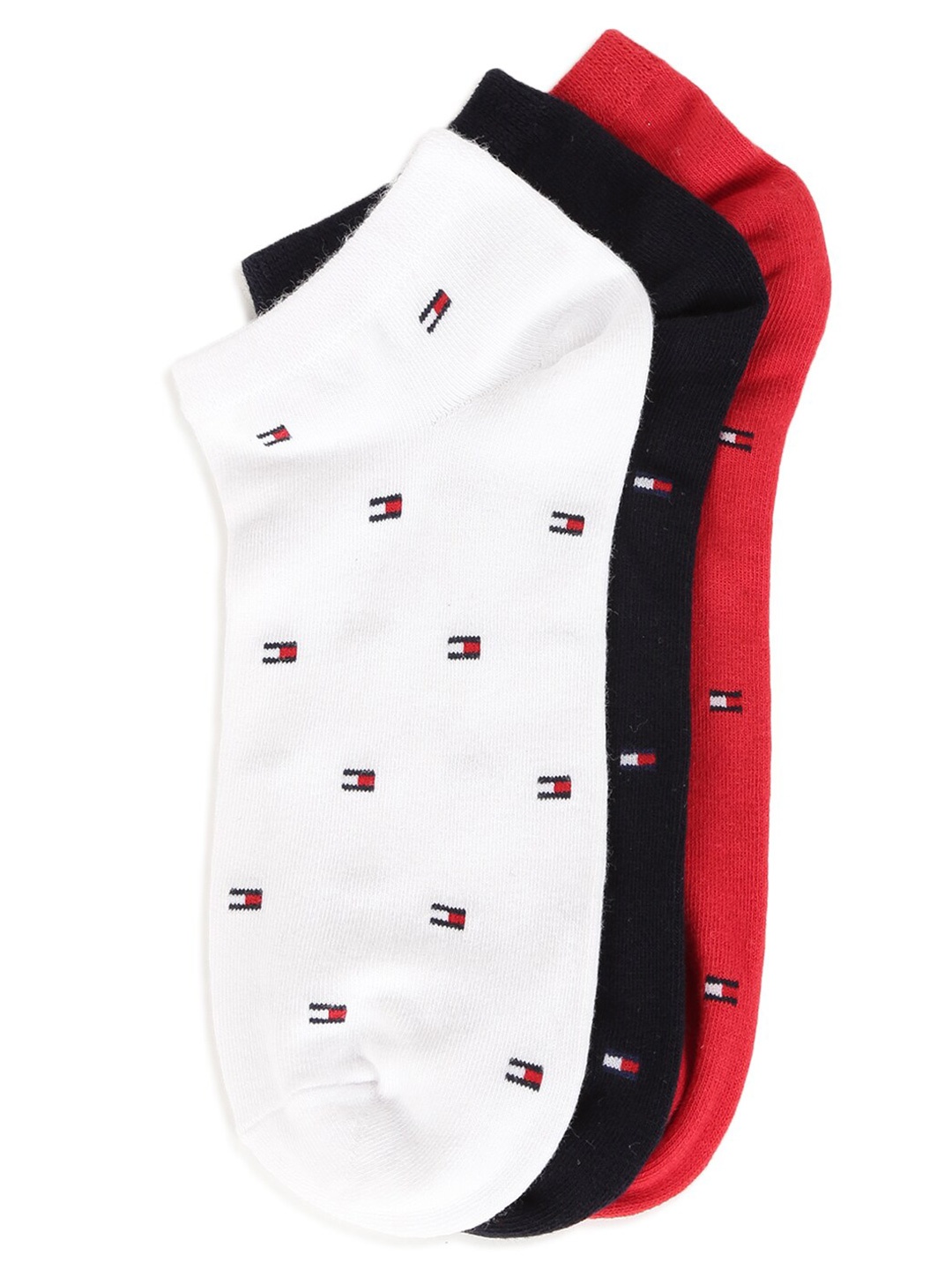 

Tommy Hilfiger Men Pack Of 3 Patterned Ankle Length Socks, Red