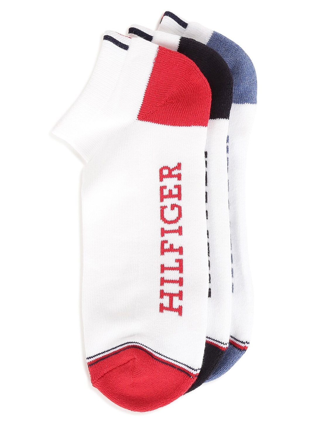 

Tommy Hilfiger Men Pack Of 3 Colourblocked Ankle Length Socks, White