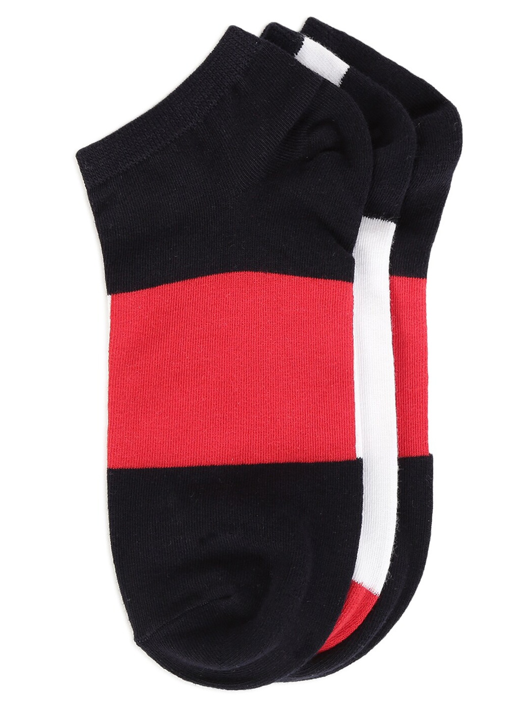 

Tommy Hilfiger Men Pack Of 3 Colourblocked Ankle-Length Socks, Red