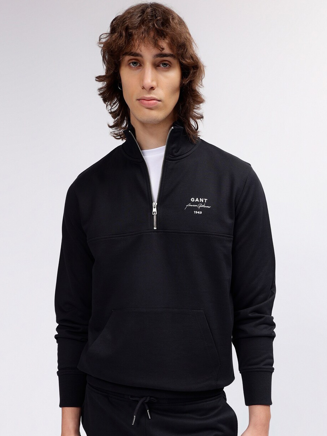 

GANT Solid High Neck Regular Fit Sweatshirt, Black