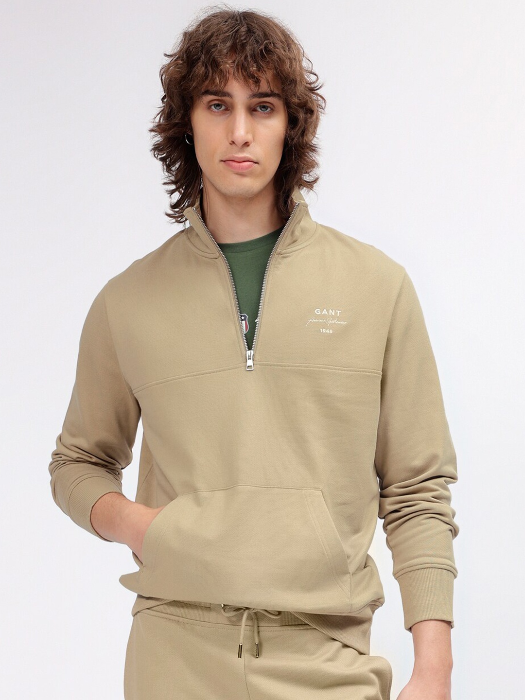 

GANT Solid High Neck Regular Fit Sweatshirt, Cream