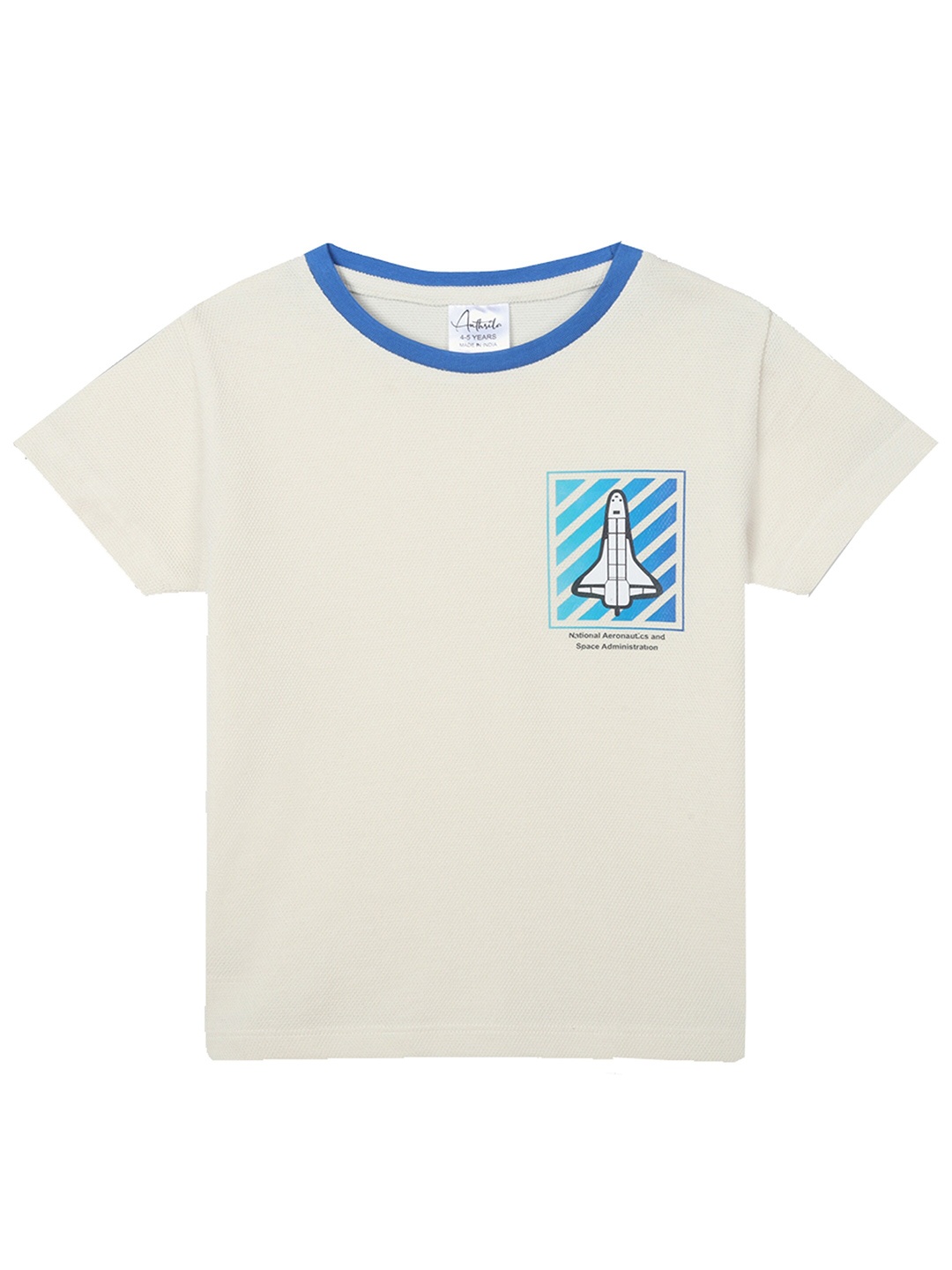 

Anthrilo Infant Boys NASA Printed Cotton T-shirt, Off white