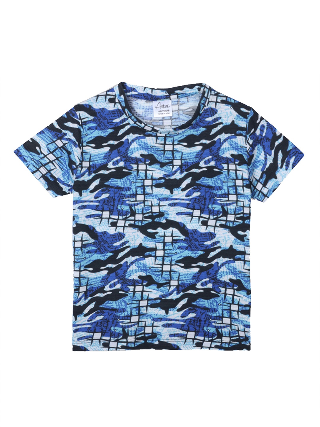 

Anthrilo Boys Camouflage Printed Cotton Casual T-shirt, Blue