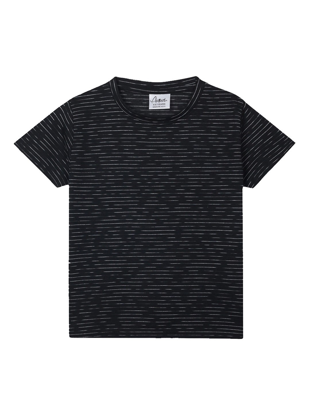 

Anthrilo Infant Boys Striped Cotton T-shirt, Black