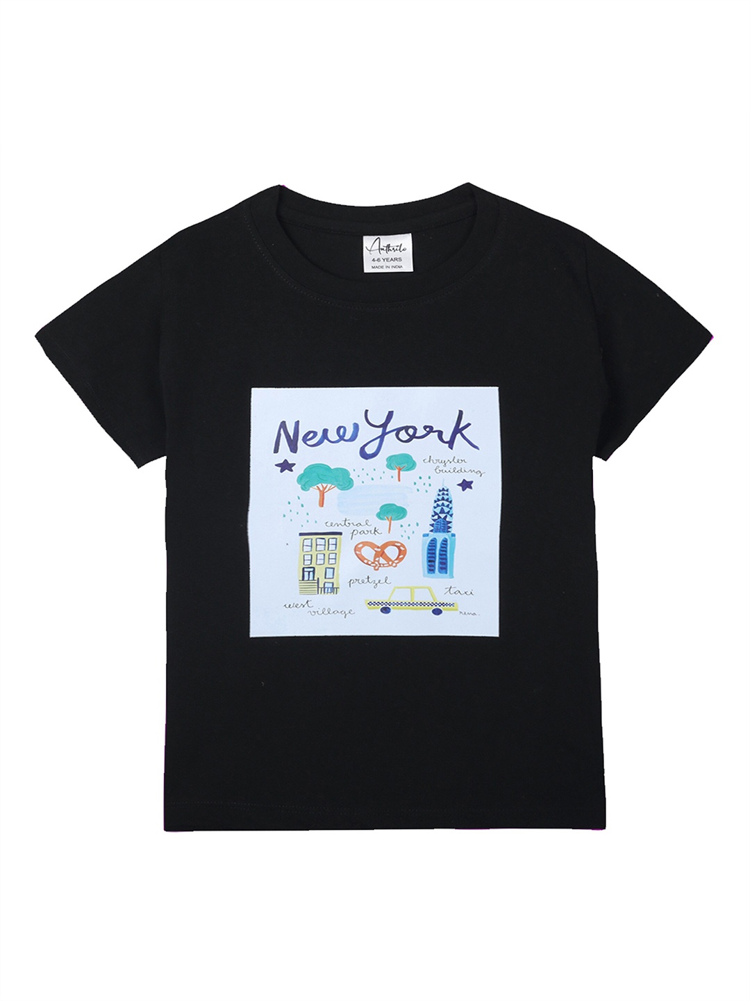 

Anthrilo Boys Graphic Printed Cotton Casual T-shirt, Black