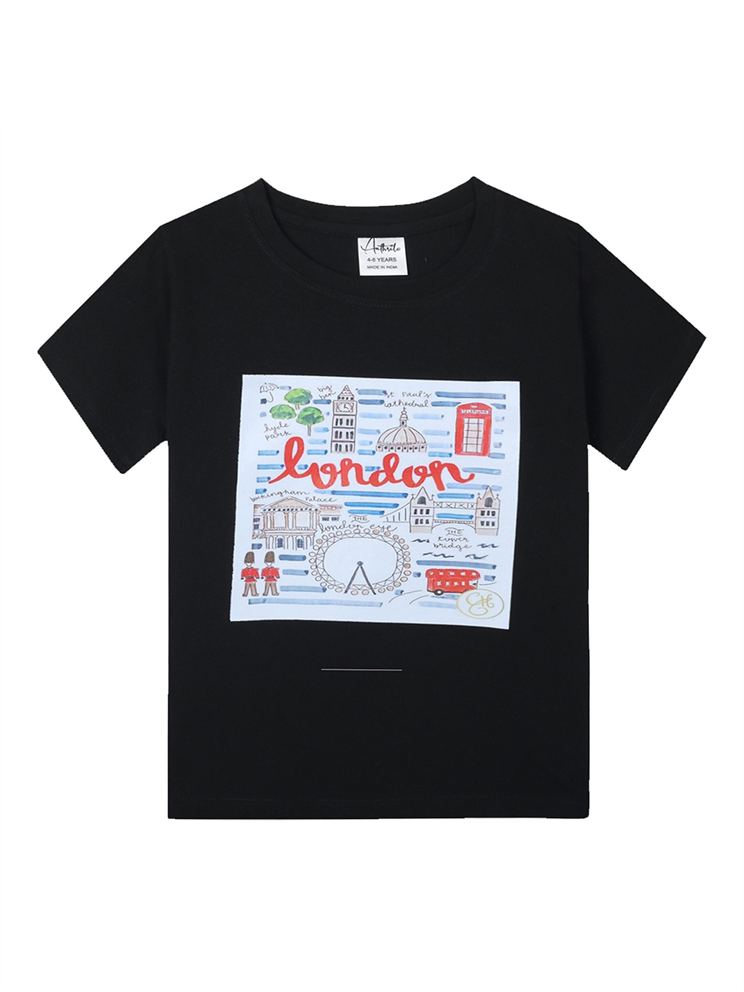 

Anthrilo Boys Graphic Printed Cotton Casual T-shirt, Black