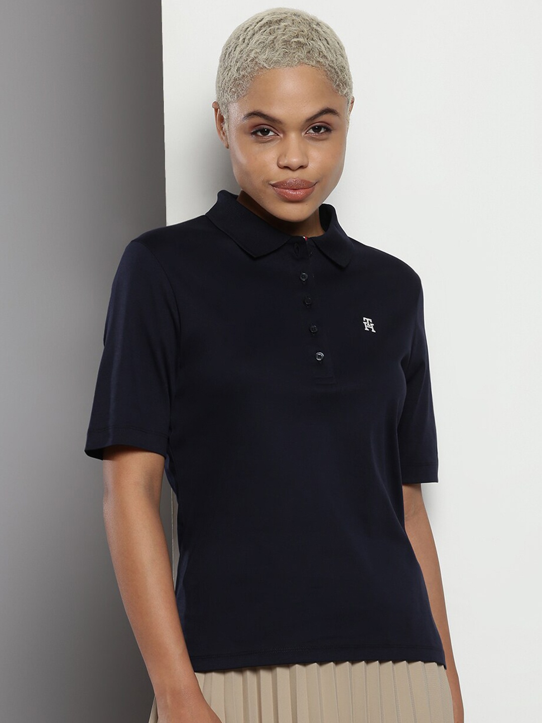 

Tommy Hilfiger Polo Collar Pure Cotton T-shirt, Navy blue