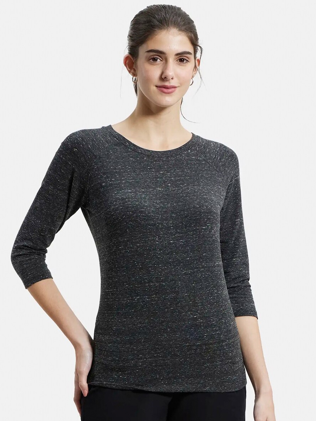 

Jockey Women Drop-Shoulder Sleeves Cut Outs T-shirt, Black