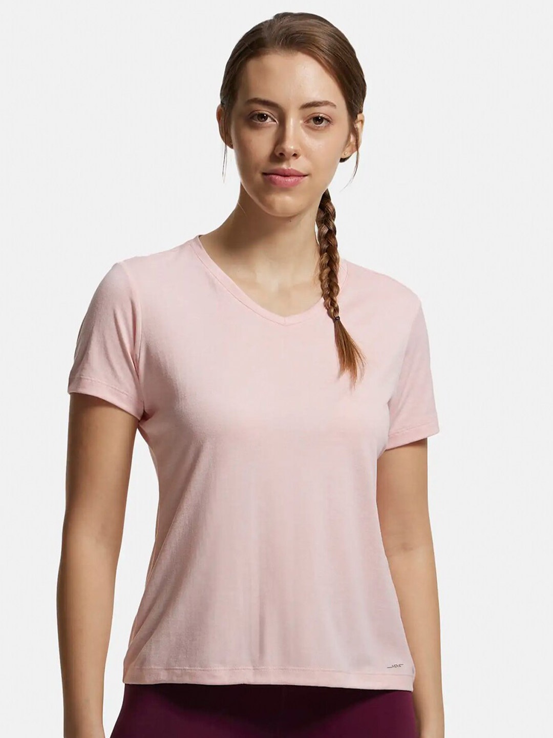 

Jockey Women V-Neck Antimicrobial Pockets T-shirt, Pink