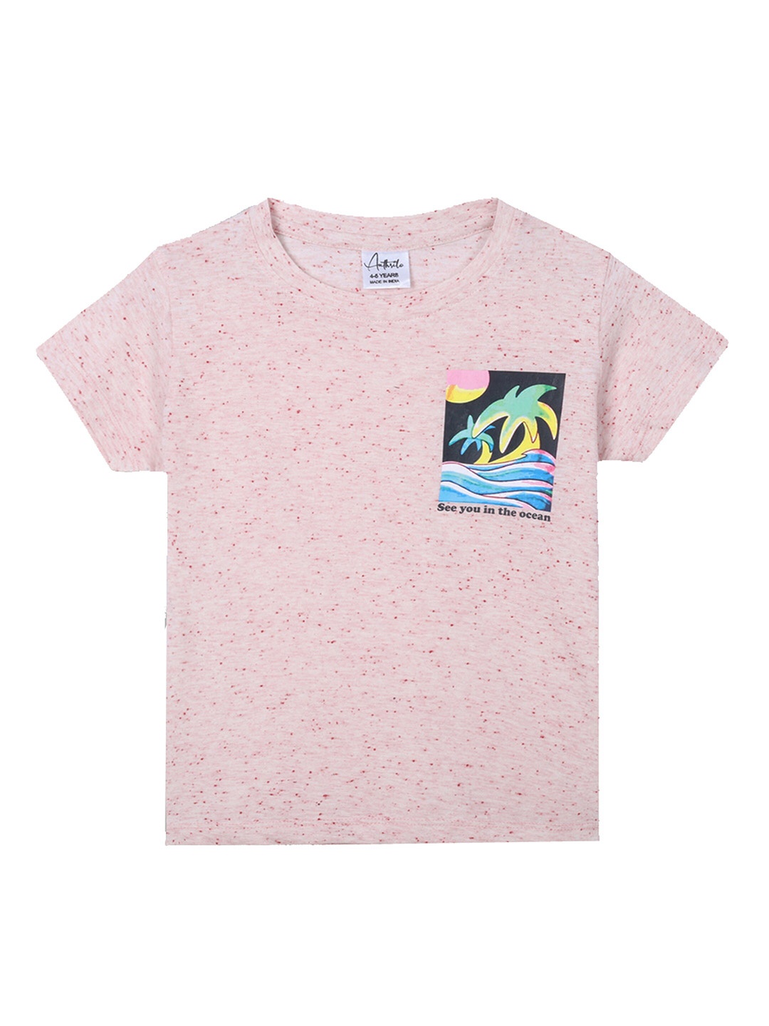 

Anthrilo Boys Graphic Printed Cotton T-shirt, Pink