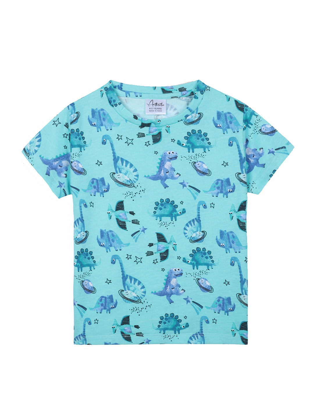 

Anthrilo Infant Boys Printed Cotton T-shirt, Sea green