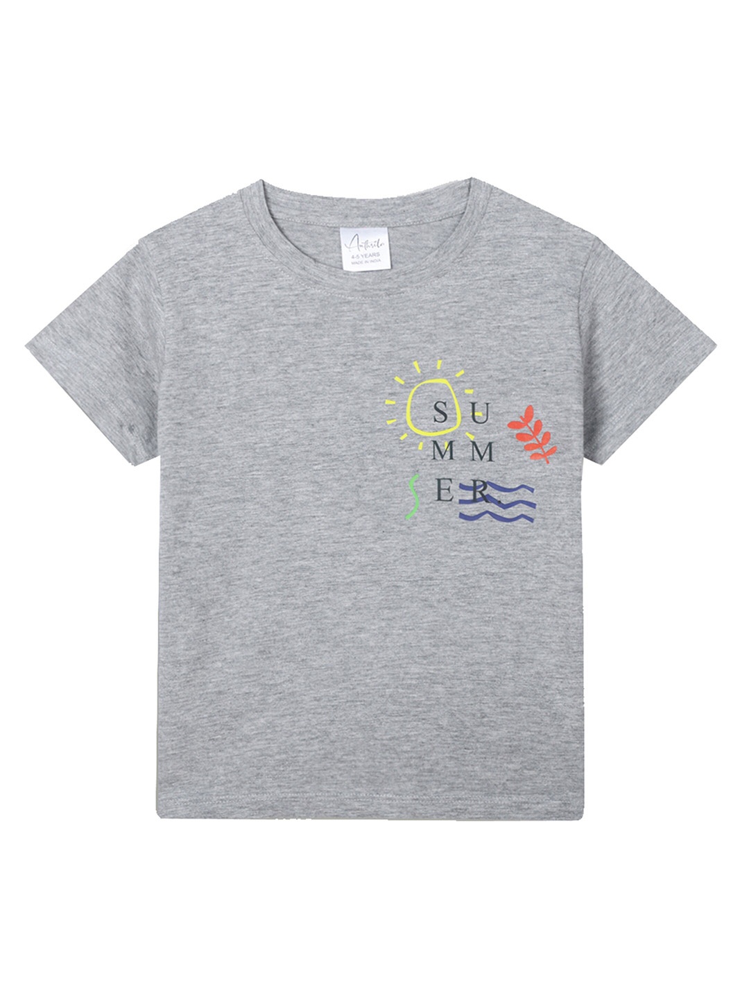 

Anthrilo Infant Boys Typography Printed Cotton T-shirt, Grey