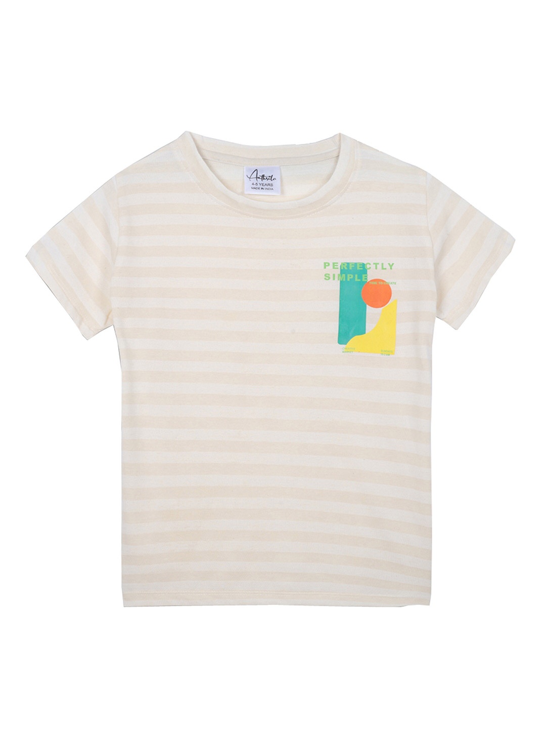 

Anthrilo Infant Boys Striped Cotton T-shirt, Beige