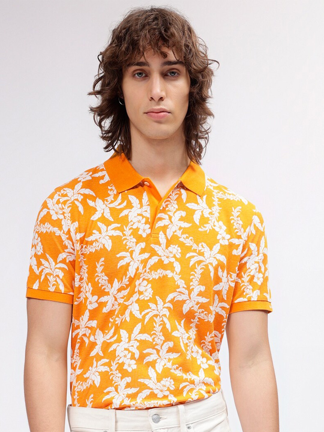 

GANT Printed Polo Neck Regular Fit T-Shirt, Yellow