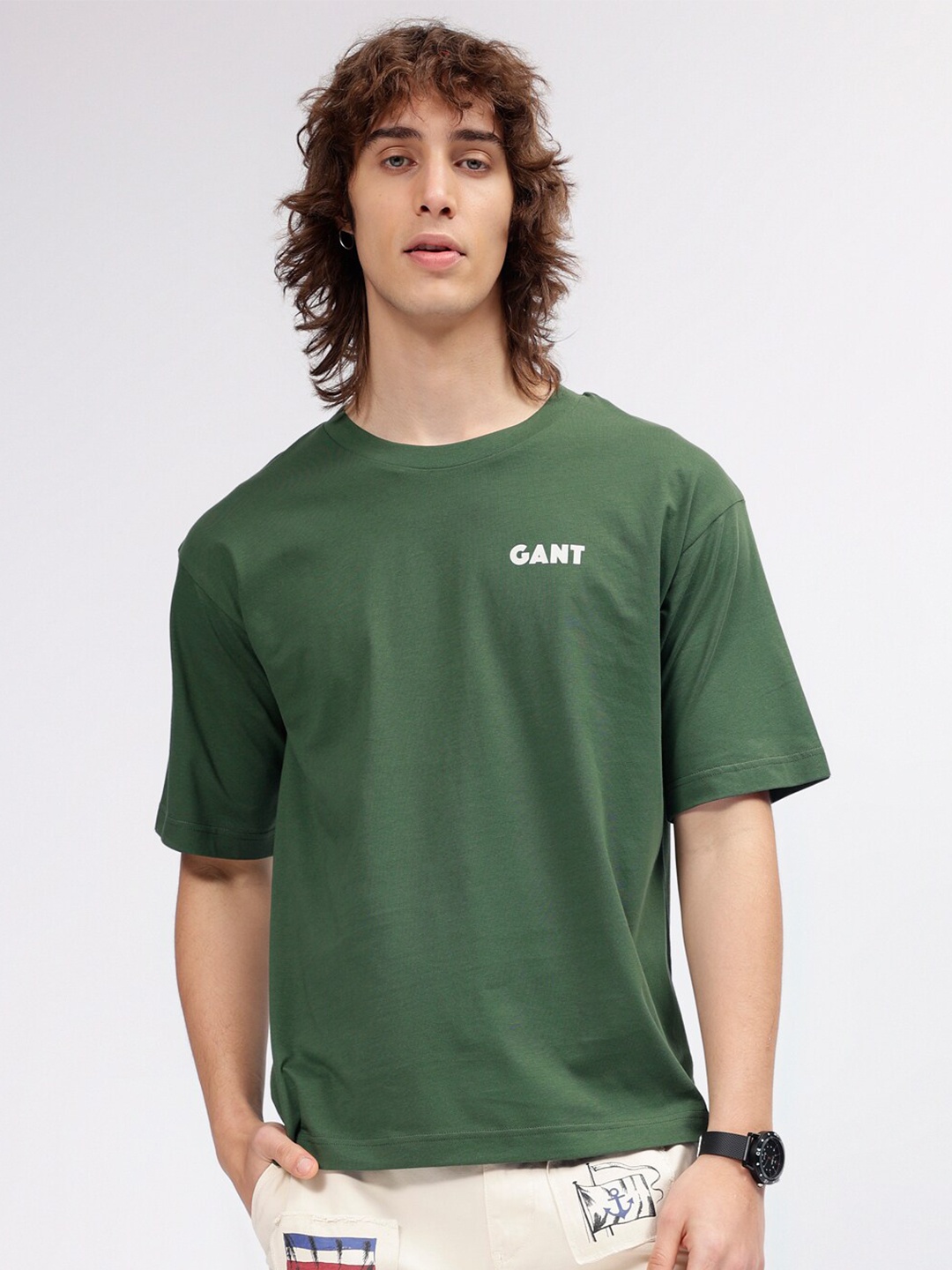 

GANT Solid Round Neck Relaxed Fit T-Shirt, Green