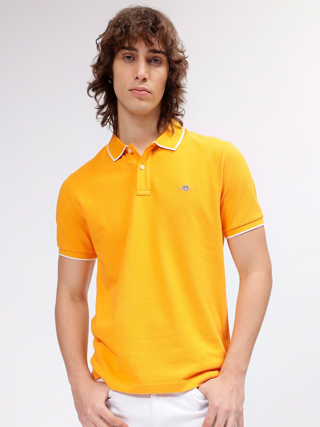

GANT Solid Polo Neck Regular Fit T-Shirt, Yellow