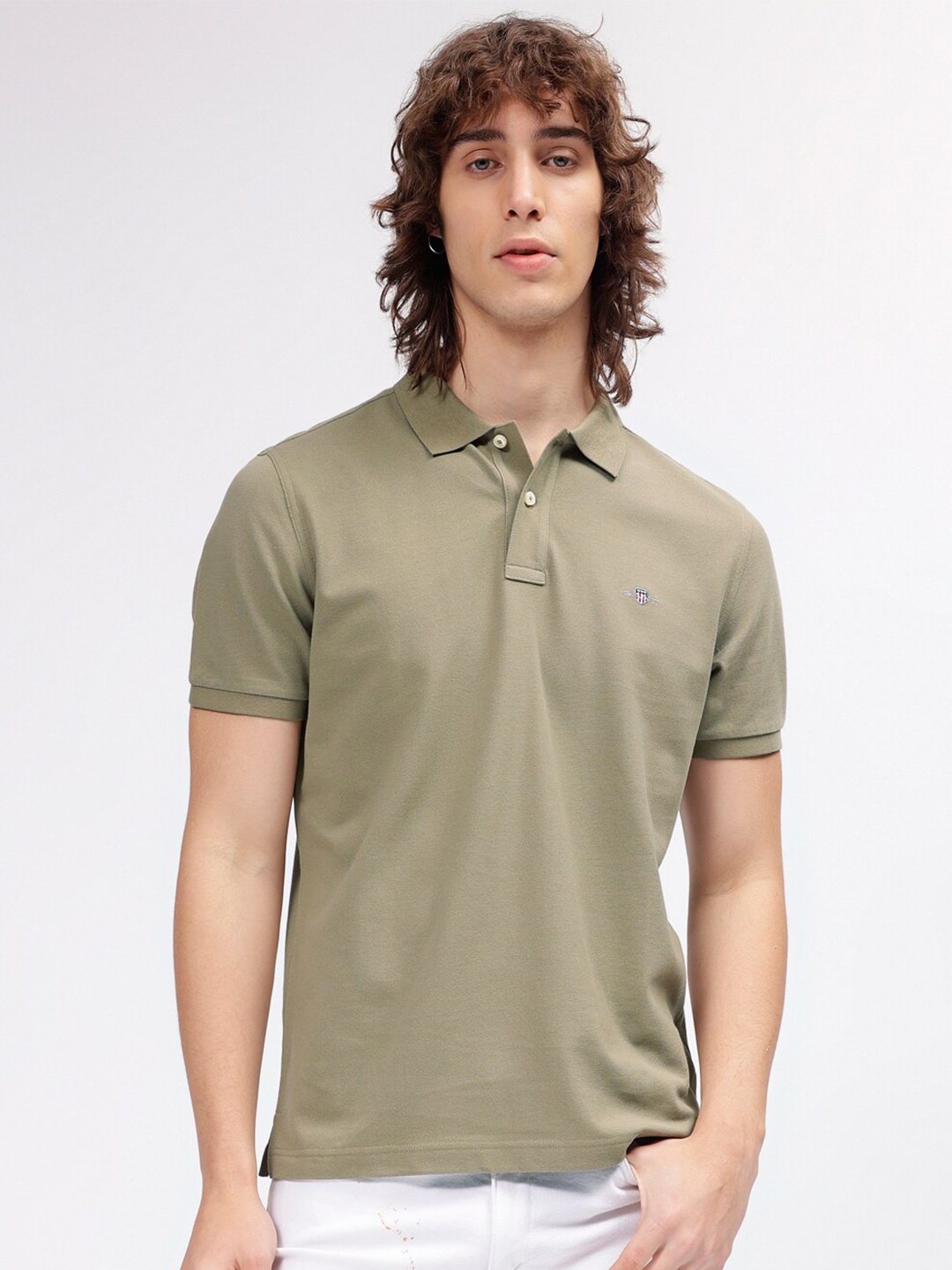 

GANT Solid Polo Collar Regular Fit T-Shirt, Brown