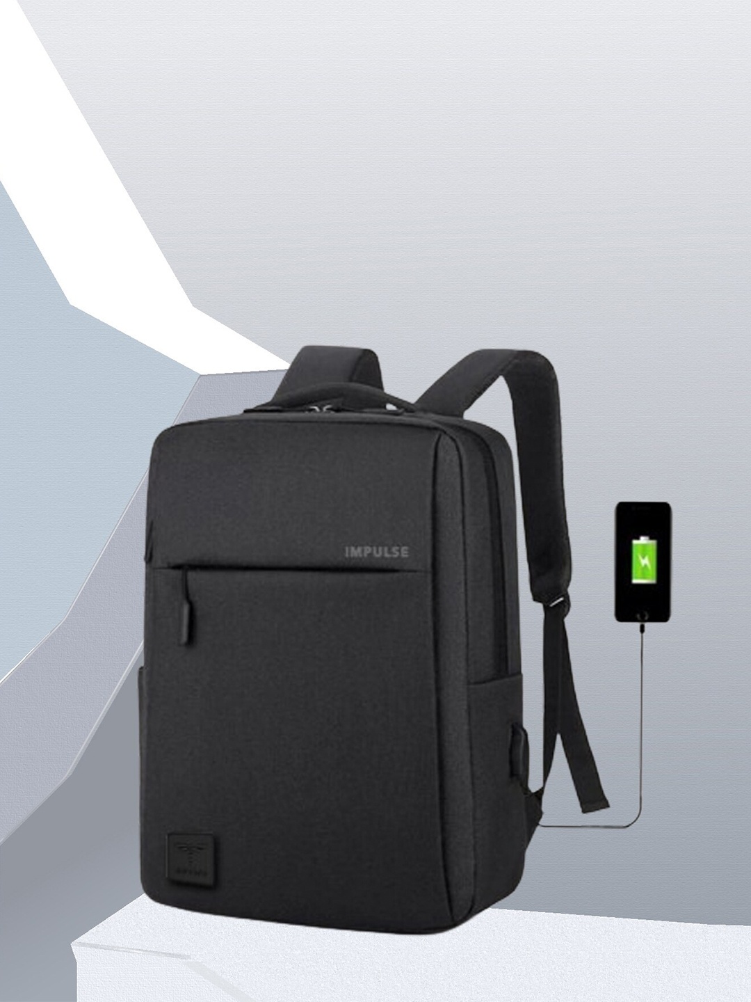 

Impulse Unisex Backpack with Compression Straps -Up to 16 inch, Black