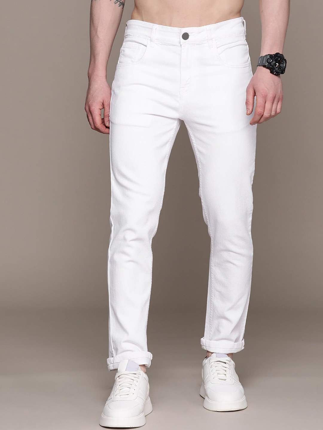 

Xee Men Comfort Slim Fit Mid-Rise Stretchable Jeans, White