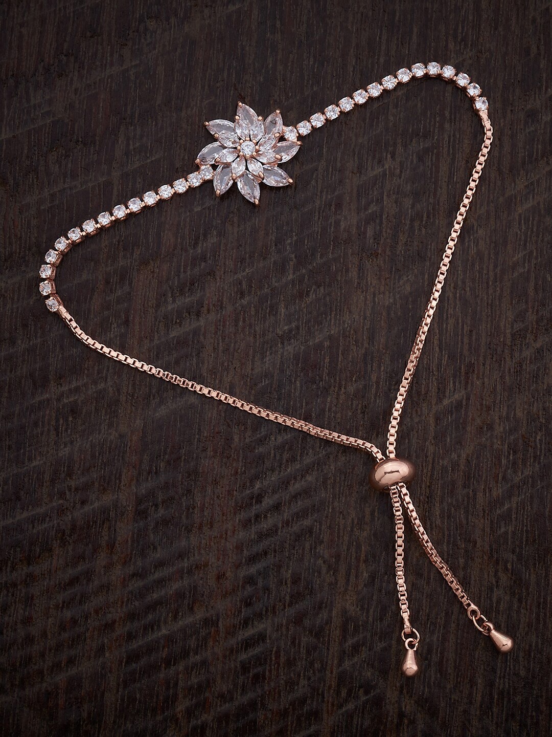 

Kushal's Fashion Jewellery Cubic Zirconia Rose Gold-Plated Link Bracelet