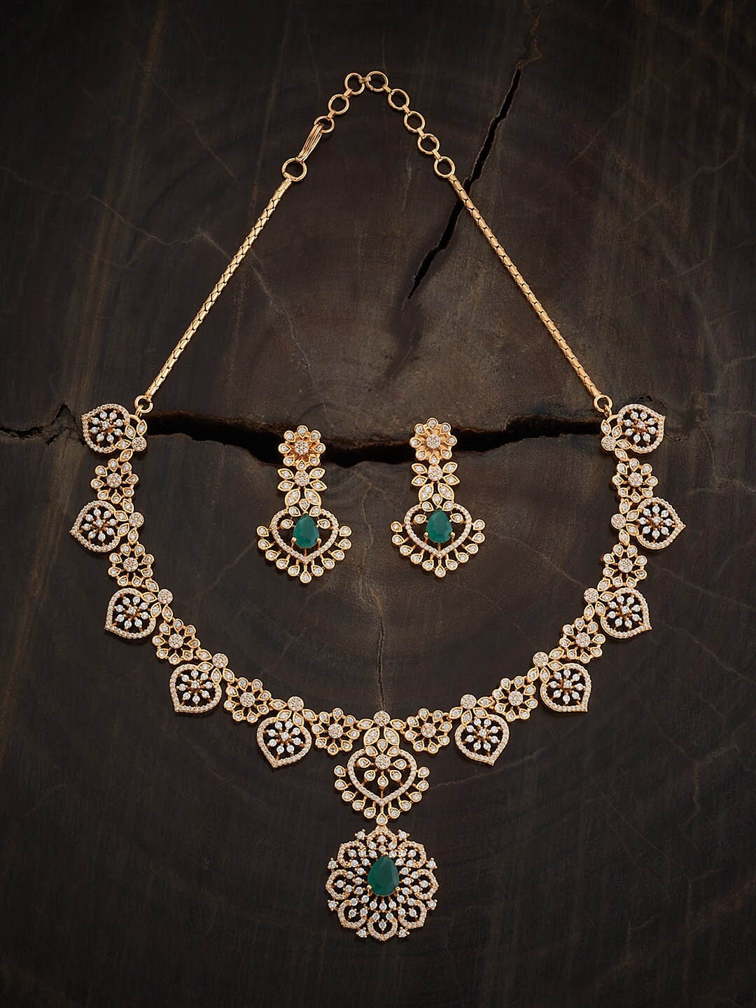 

Kushal's Fashion Jewellery Gold-Plated CZ-Studded Jewellery Set