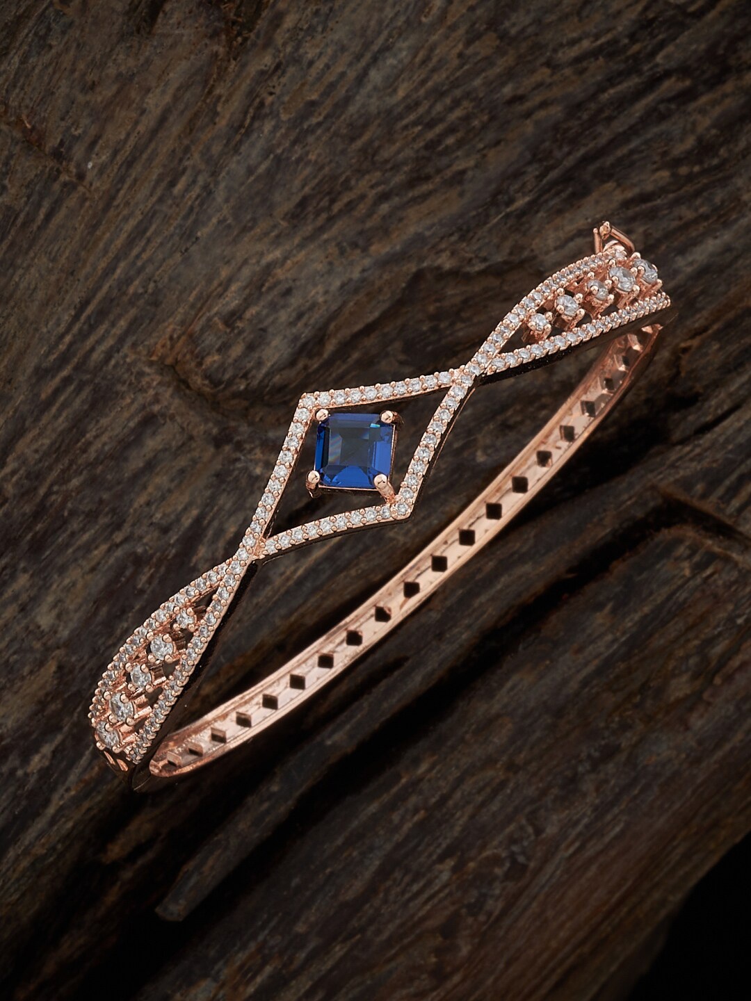 

Kushal's Fashion Jewellery Rose Gold-Plated Cubic Zirconia Kada Bracelet