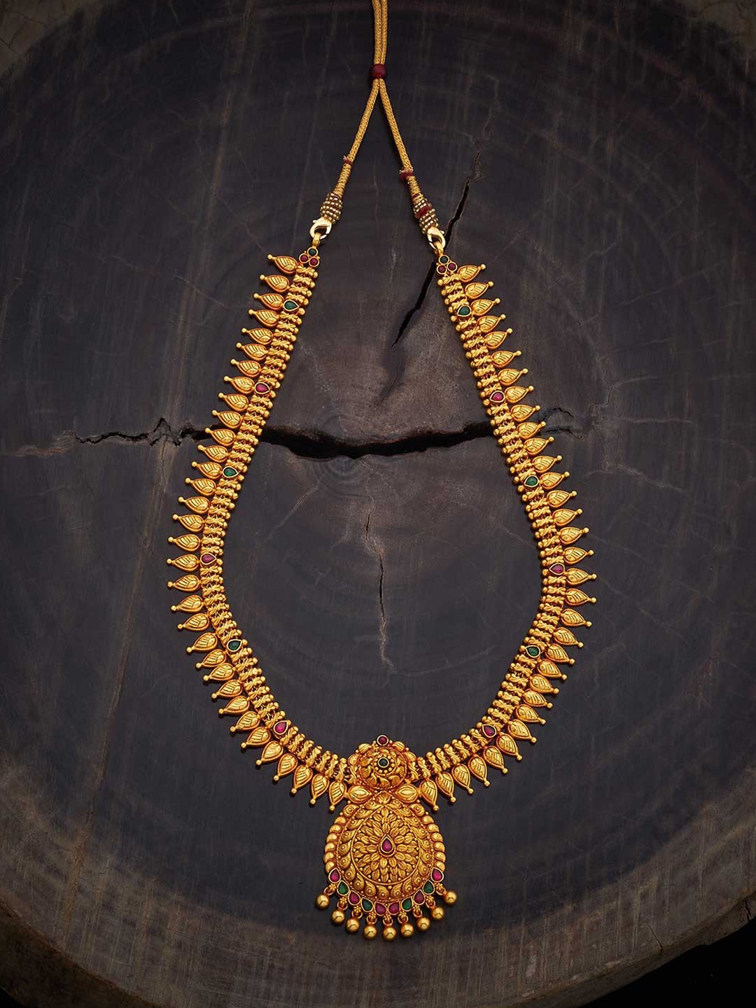 

Kushal's Fashion Jewellery 92.5 Pure Silver Gold-Plated Temple Necklace