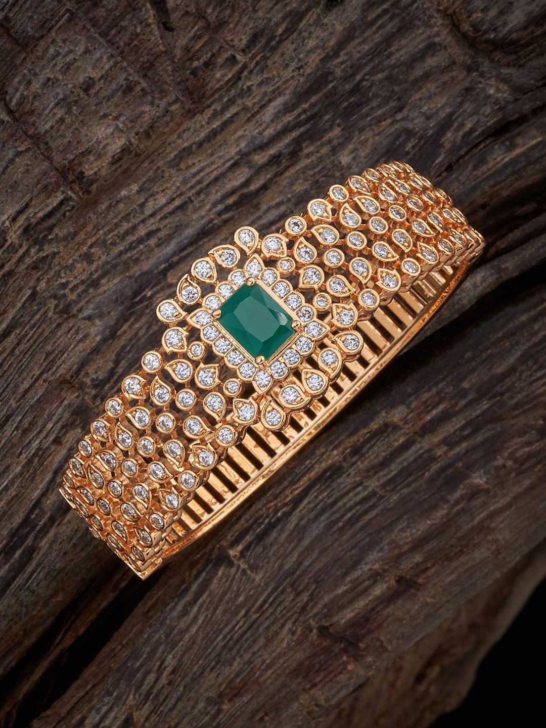 

Kushal's Fashion Jewellery Rose Gold-Plated Cubic Zirconia Kada Bracelet