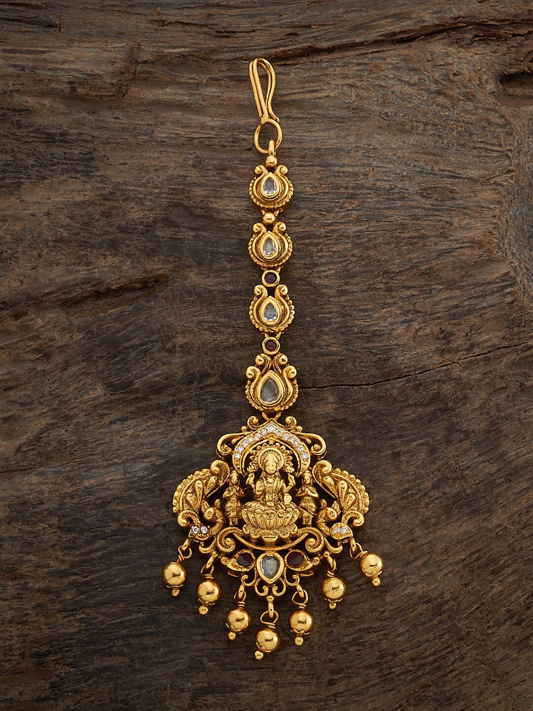 

Kushal's Fashion Jewellery Gold-Plated Artificial Stones Studded Maang Tikka, Rose gold