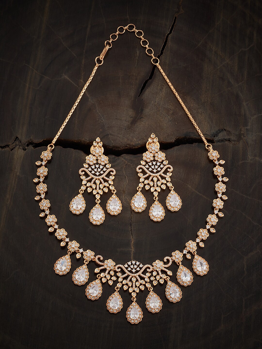 

Kushal's Fashion Jewellery Gold-Plated Cubic Zirconia Studded Jewellery Set