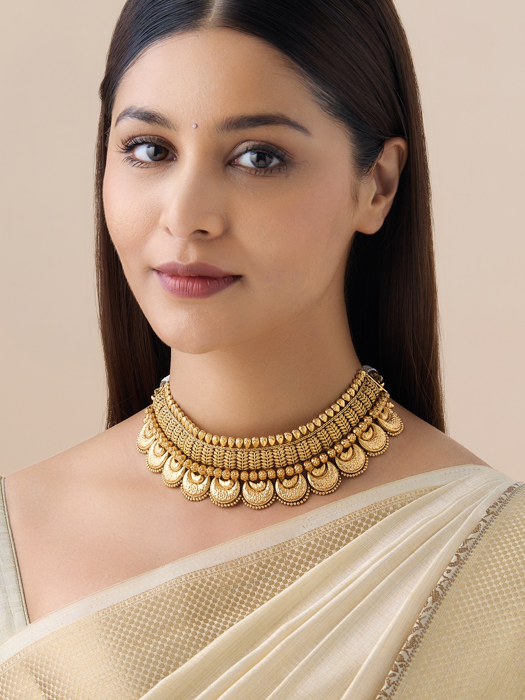 

Kushal's Fashion Jewellery Gold Plated Antique Necklace