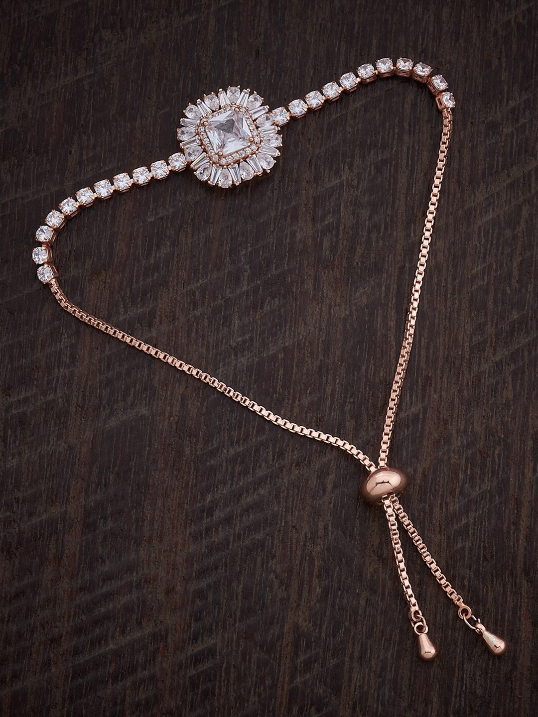 

Kushal's Fashion Jewellery Rose Gold-Plated Cubic Zirconia Wraparound Bracelet