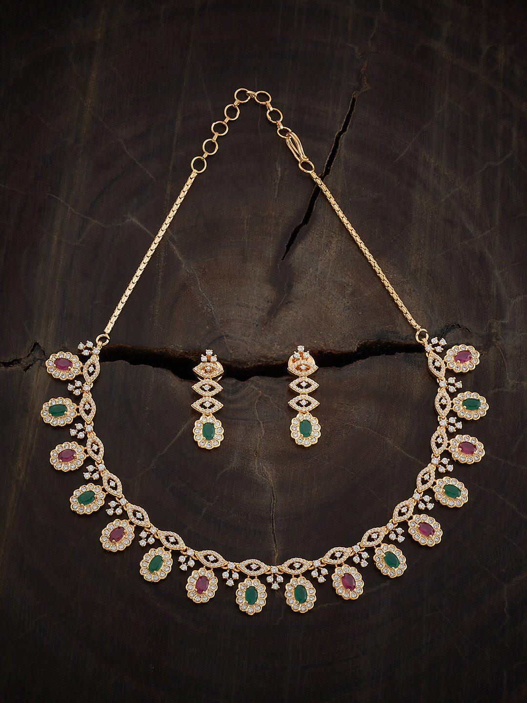 

Kushal's Fashion Jewellery Gold-Plated CZ Studded Jewellery Set