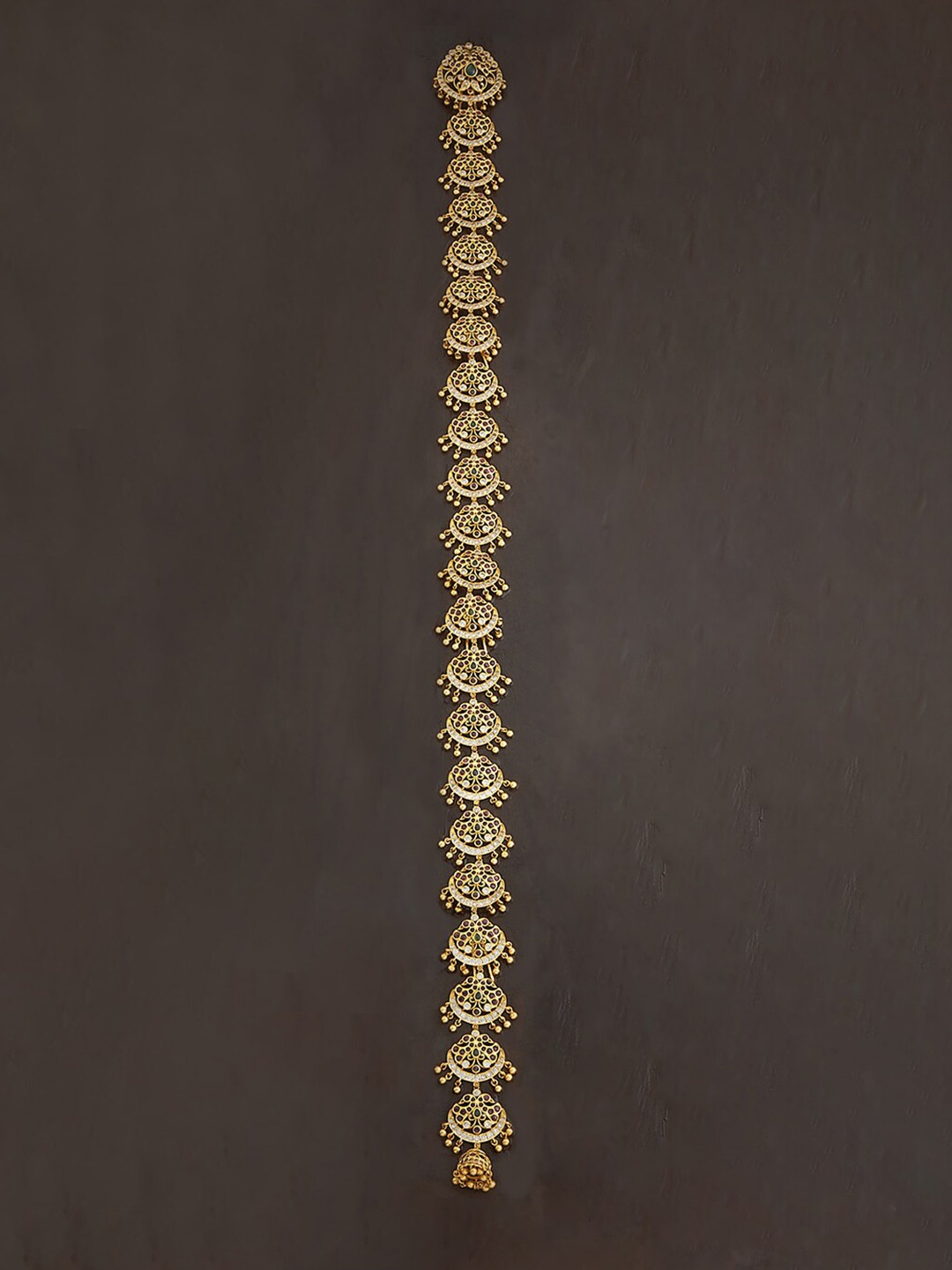 

Kushal's Fashion Jewellery Gold-Plated Artificial Stones and Beads Studded Choti, Red