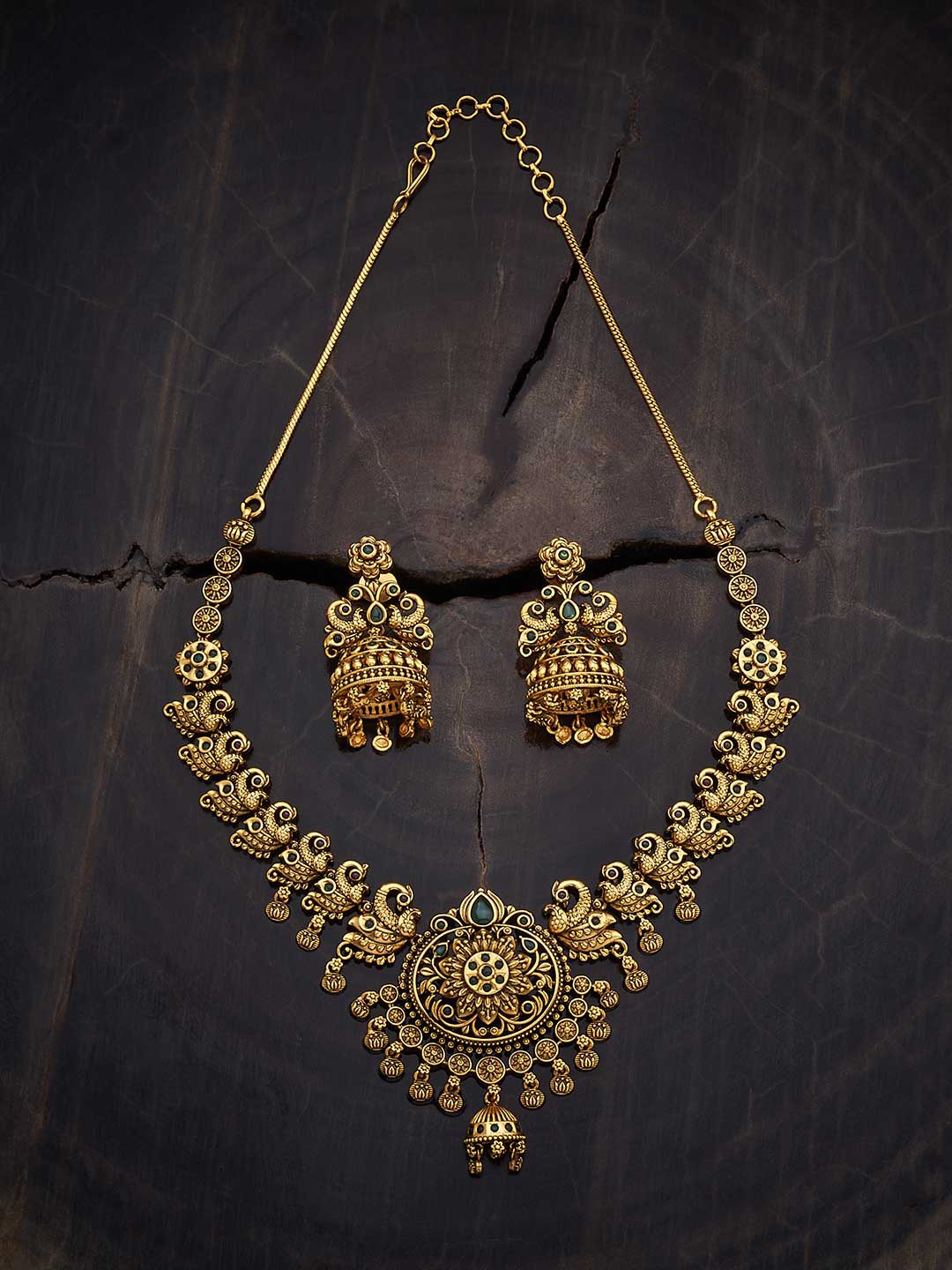 

Kushal's Fashion Jewellery Gold-Plated Antique Jewellery Set