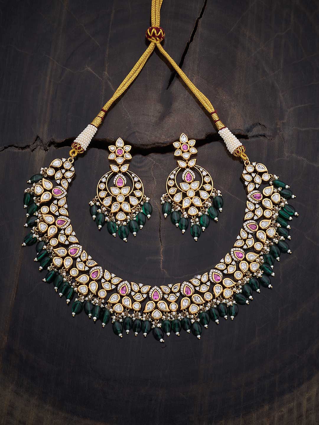 

Kushal's Fashion Jewellery Kundan Studded Jewellery Set, Gold