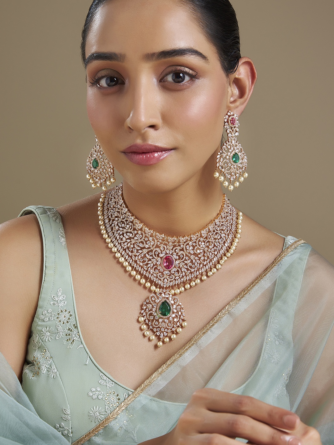 

Kushal's Fashion Jewellery Gold-Plated Zircon-Studded Jewellery Set