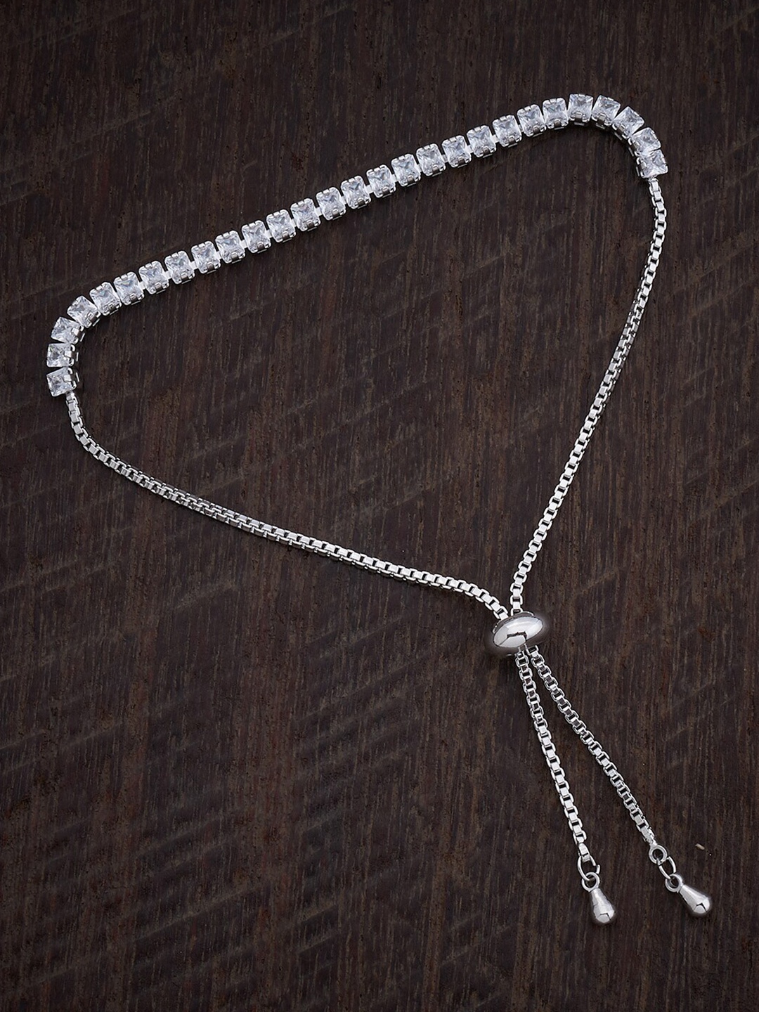 

Kushal's Fashion Jewellery Cubic Zirconia Rhodium-Plated Link Bracelet, Silver
