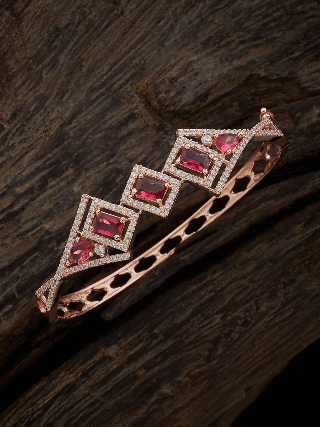 

Kushal's Fashion Jewellery Rose Gold-Plated Cubic Zirconia Kada Bracelet