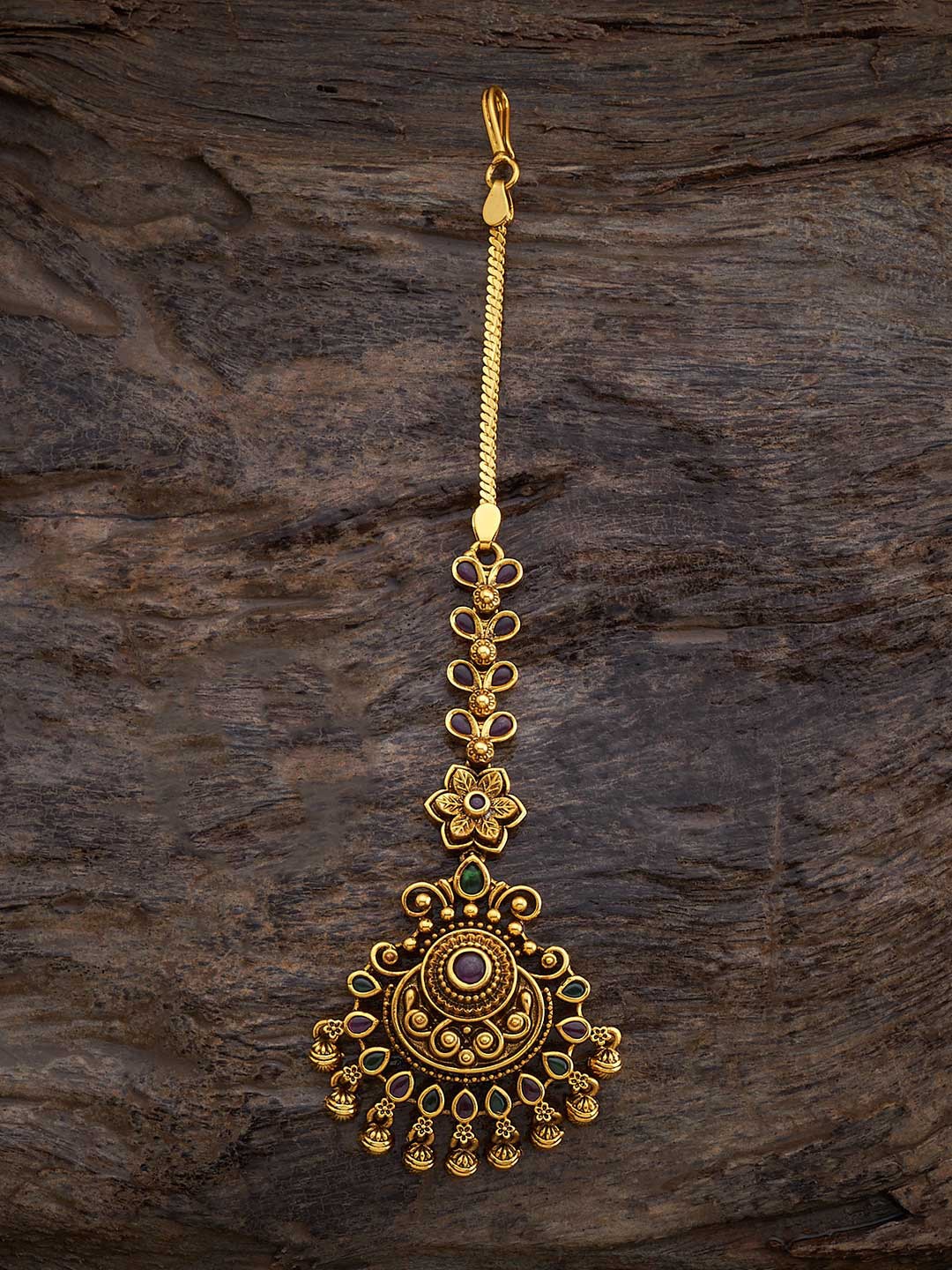 

Kushal's Fashion Jewellery Gold-Plated Artificial Stones Studded Maang Tikka