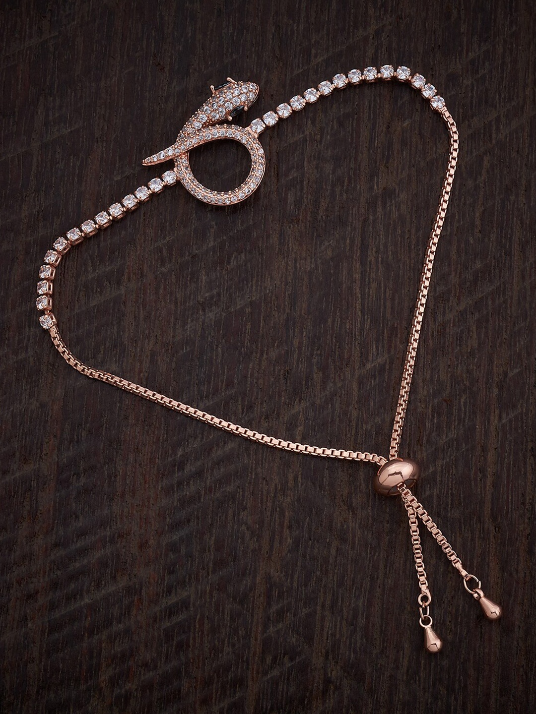 

Kushal's Fashion Jewellery Rose Gold-Plated Cubic Zirconia Charm Bracelet