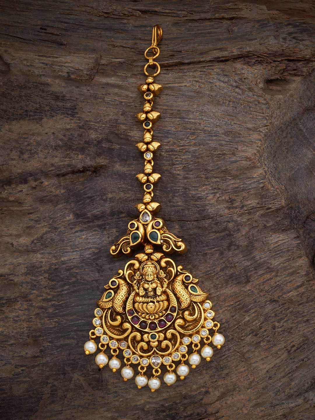 

Kushal's Fashion Jewellery Gold Plated Artificial Stones Maang Tikka