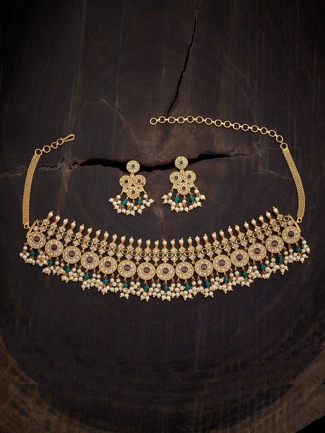 

Kushal's Fashion Jewellery Gold-Plated Antique Jewellery Set