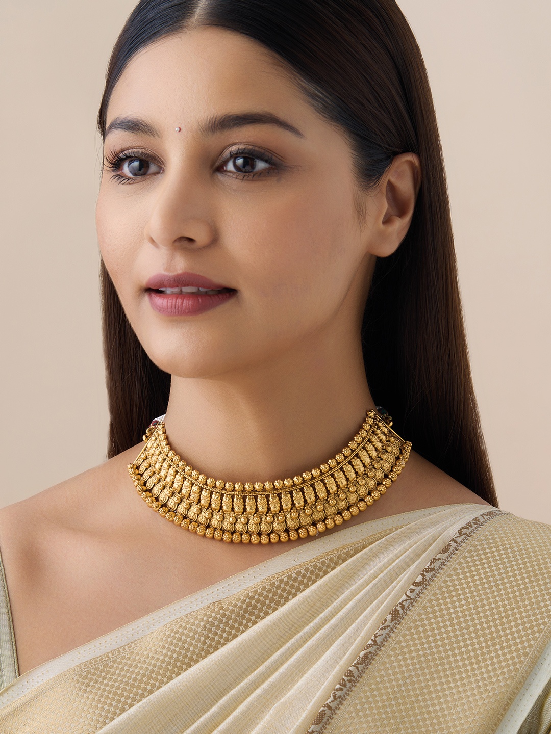 

Kushal's Fashion Jewellery Gold-Plated Antique Necklace
