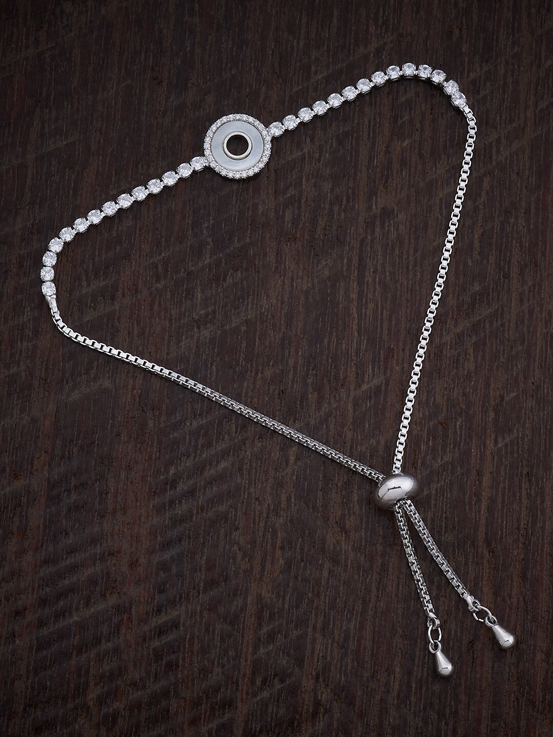 

Kushal's Fashion Jewellery Cubic Zirconia Rhodium-Plated Link Bracelet, Silver