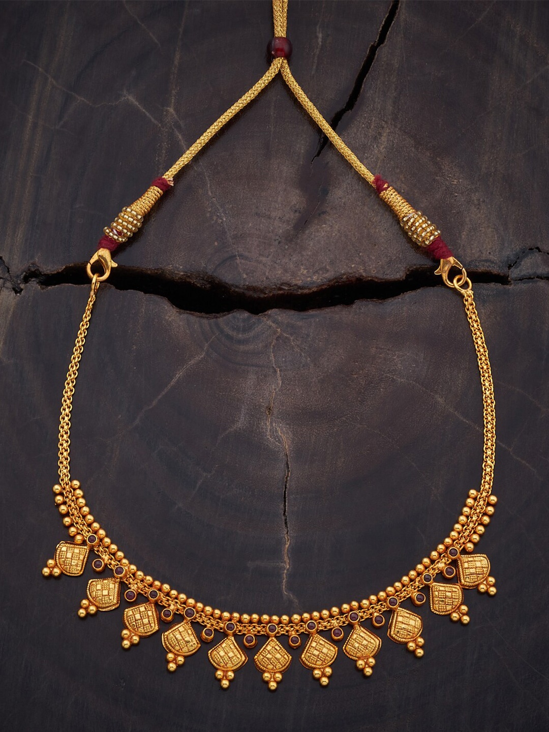 

Kushal's Fashion Jewellery 92.5 Pure Silver Gold-Plated Temple Necklace