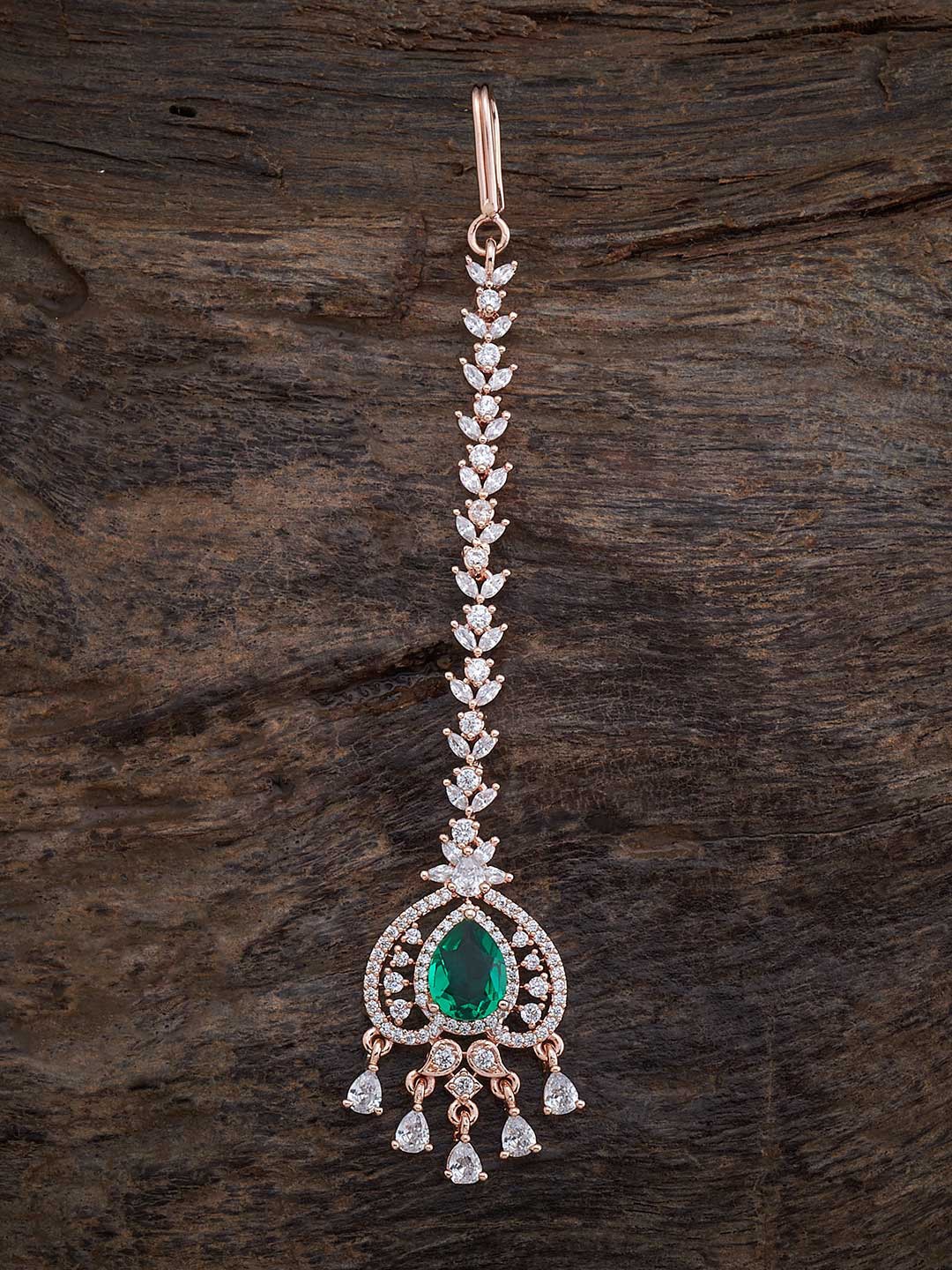 

Kushal's Fashion Jewellery Rose Gold Plated Artificial Stones Maang Tikka