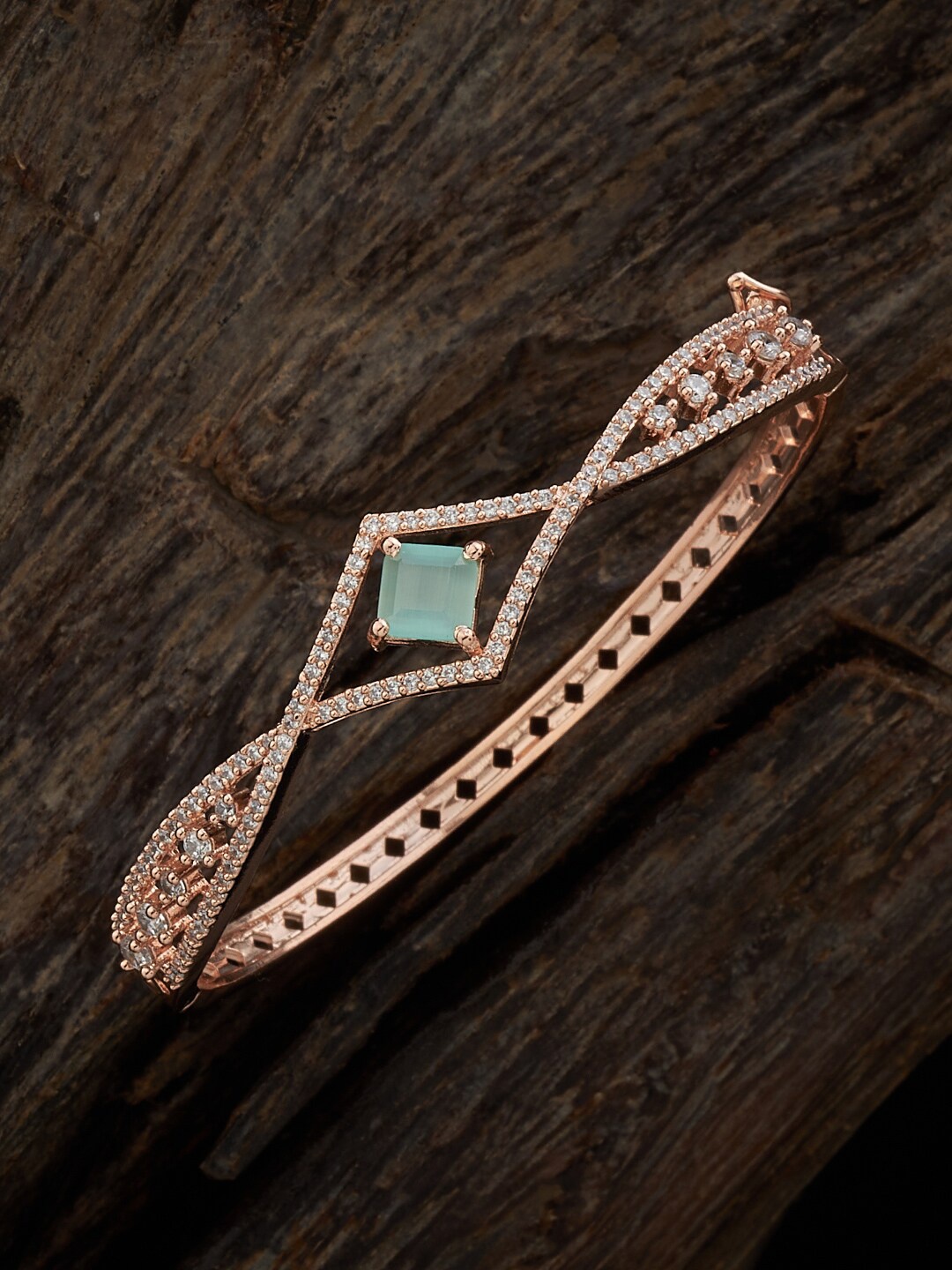 

Kushal's Fashion Jewellery Rose Gold-Plated Cubic Zirconia Kada Bracelet