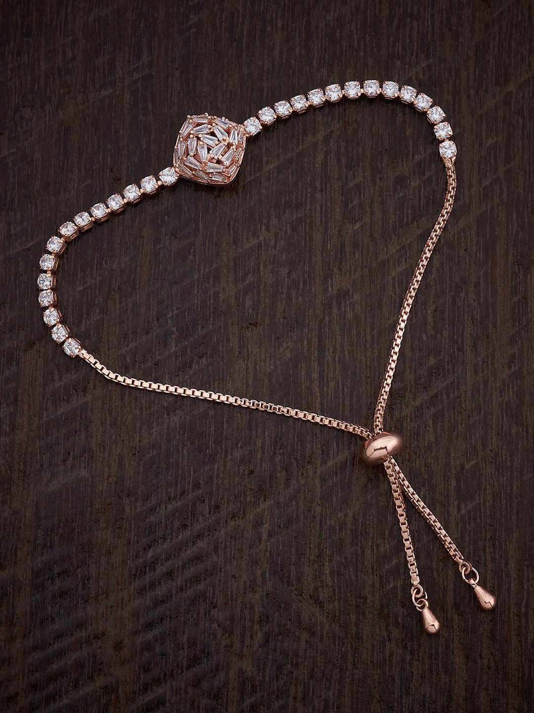 

Kushal's Fashion Jewellery Rose Gold-Plated Zircon-Studded Wraparound Bracelet